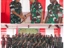 Dandim 1710/Mimika Pimpin Acara Tradisi Korps Raport masuk Satuan dan Pelepasan Personel Satgas BGC TNI Konga XXXIX-G Monusco TA 2024