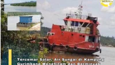 Terkena Tumpahan Solar, Air Sungai di Kampung Gurimbang Menghitam dan Berminyak